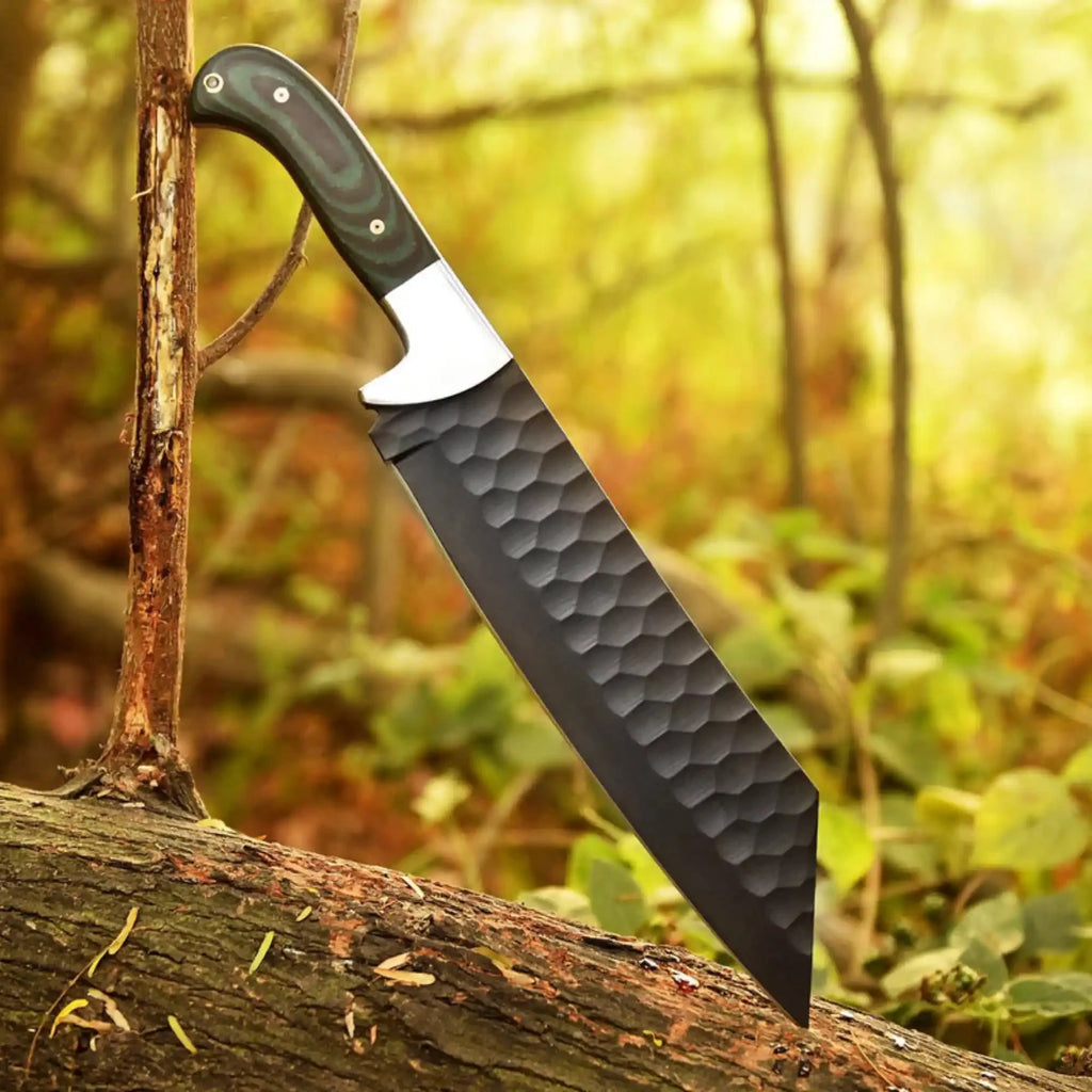 Green Micarta Handle Forged Machete – Full Tang Stainless Steel Outdoor Knife