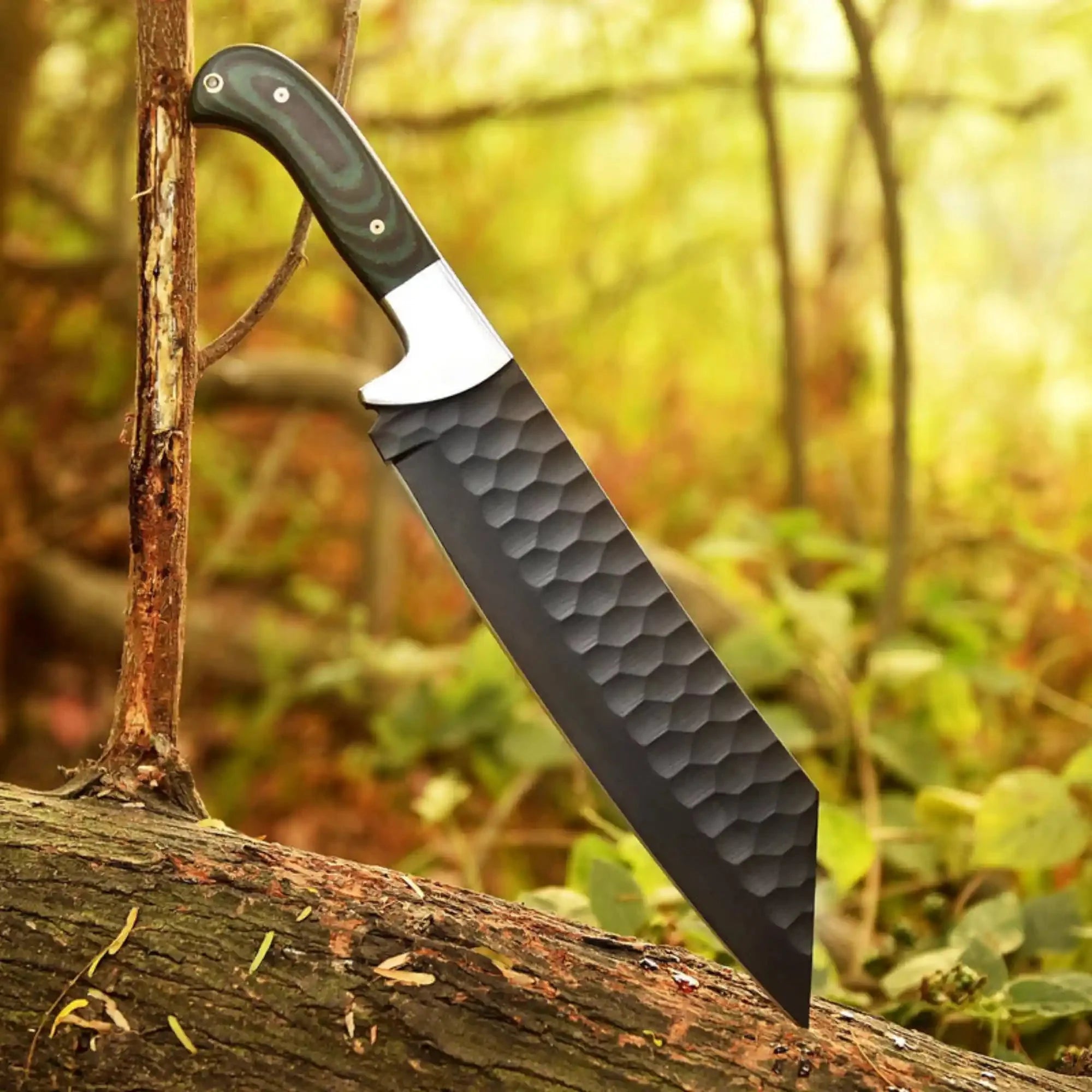 Green Micarta Handle Forged Machete – Full Tang Stainless Steel Outdoor Knife