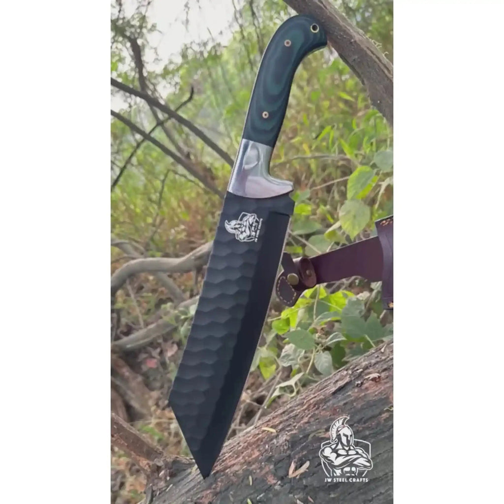 Green Micarta Handle Forged Machete – Full Tang Stainless Steel Outdoor Knife