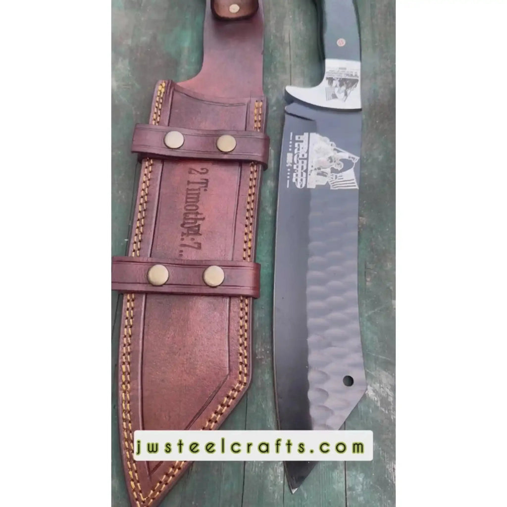 Green Micarta Handle Forged Machete – Full Tang Stainless Steel Outdoor Knife