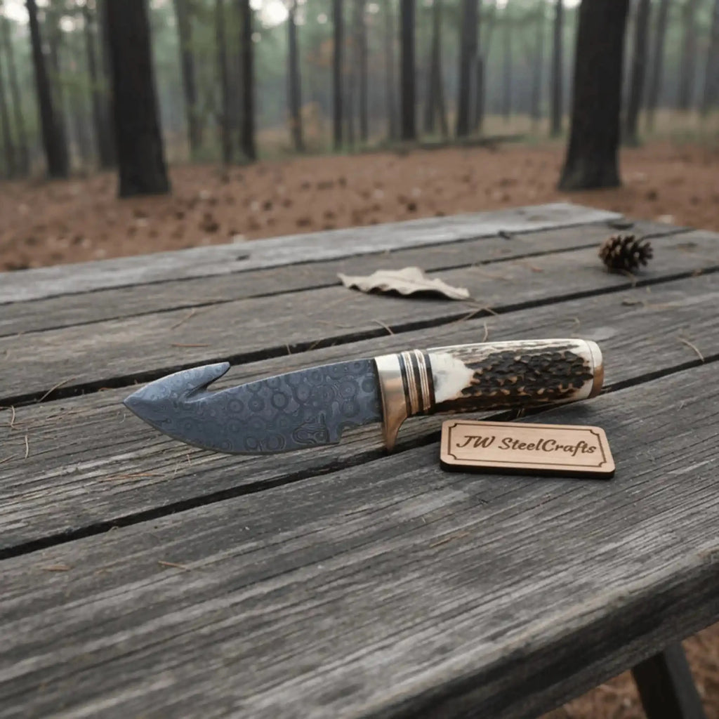 Gut Hook Skinner Knives Pair stag handle