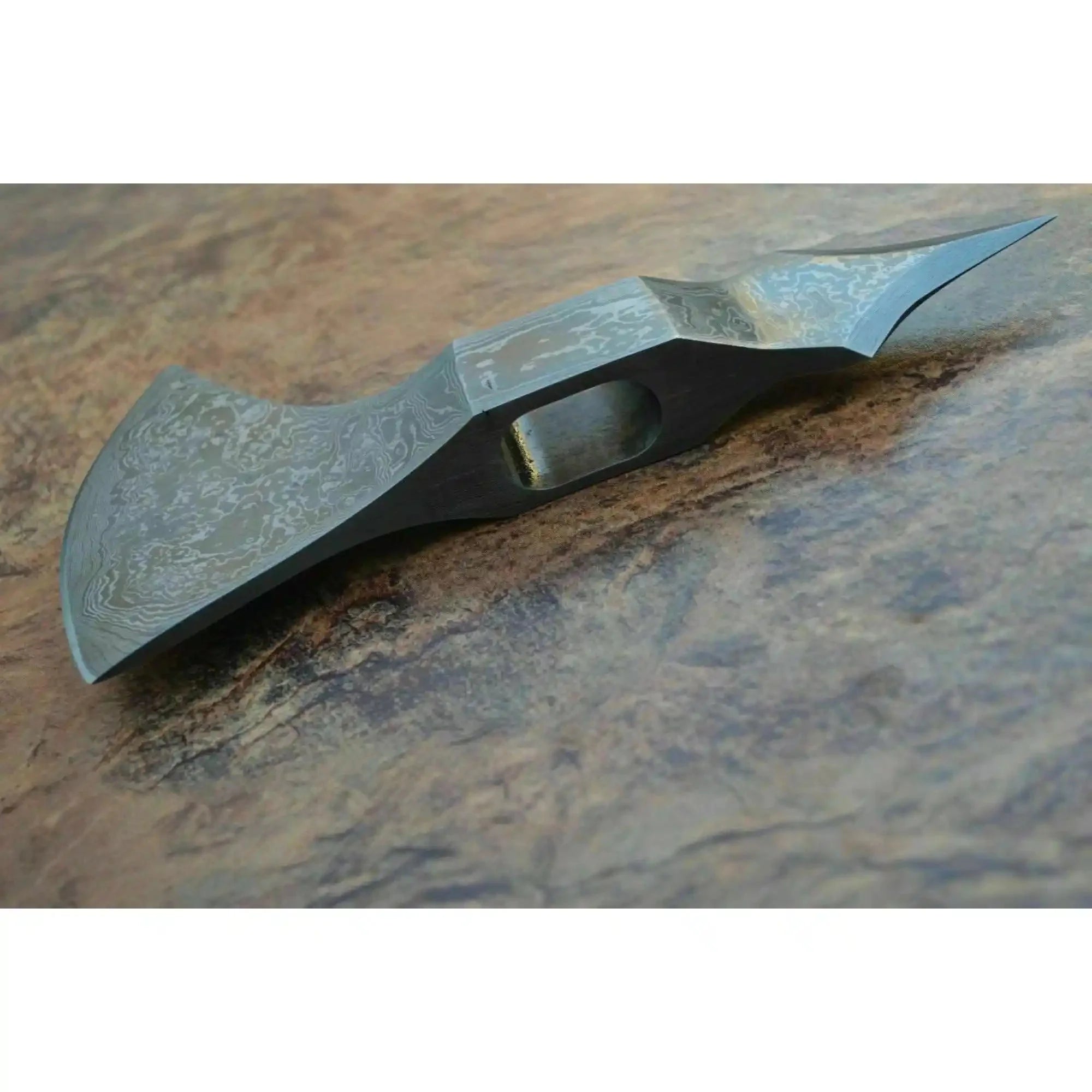 Hand Forged Damascus Bearded Axe Head Blank, Crescent Edge, Custom Handle Build | JW SteelCrafts