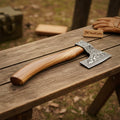 Hand-Forged Damascus Bearded Bushcraft Hatchet with Hardwood Handle