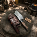 Hand-Forged Damascus Kiritsuke-Cleaver Hybrid Chef Knife — Tall Spine, Precision Tip, Full Tang