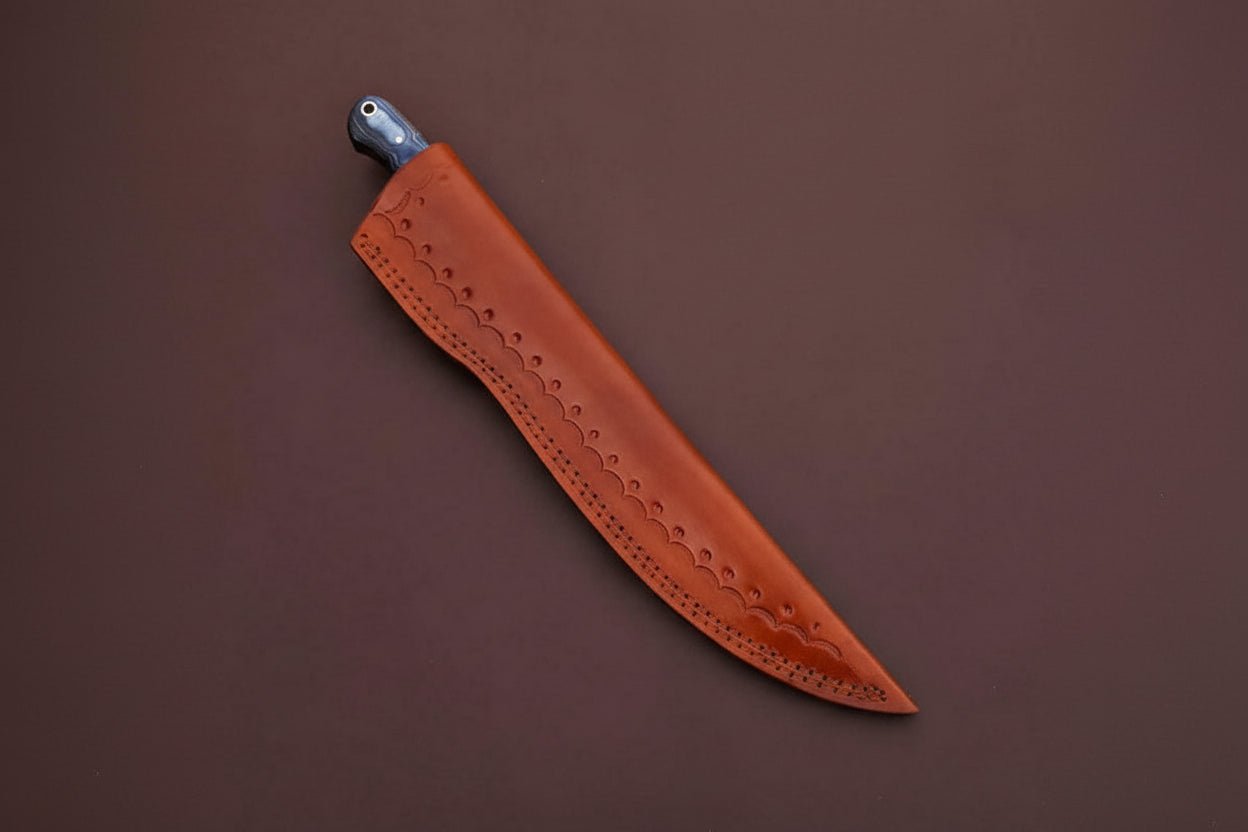 Hand Forged Damascus Steel Fillet Knife – Flexible Fish Fillet Blade with Blue Pakka Wood Handle, Full Tang Professional Fishing Knife with Leather Sheath JW SteelCrafts
