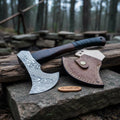 Hand Forged Damascus Steel Hatchet Hawks Tomahawk Axe Rose Wood