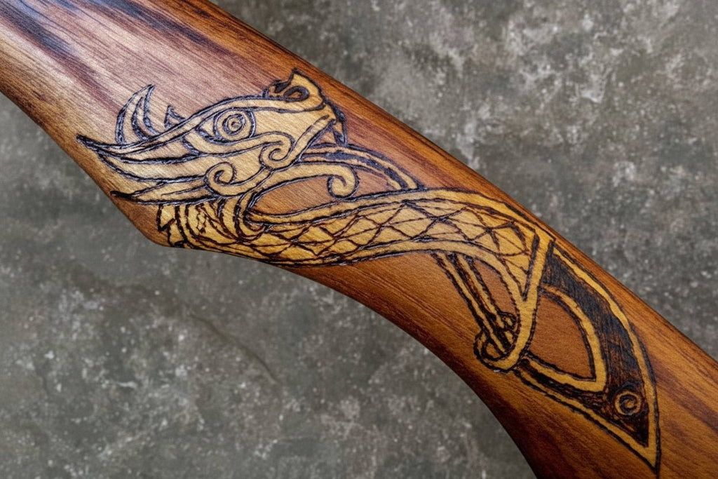 Hand Forged Damascus Steel Viking Axe – 18” Bearded Bushcraft Hatchet with Hardwood Handle | JW SteelCrafts