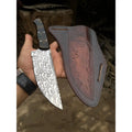Hand-Forged Hammered Blade Knife | Walnut Grip & Belt Sheath
