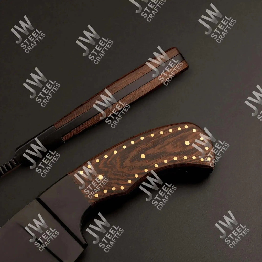 Hand Forged High Carbon Steel Persian-Style Bowie Knife, Upswept Trailing Point Blade, Pakka Wood Handle, JW SteelCrafts