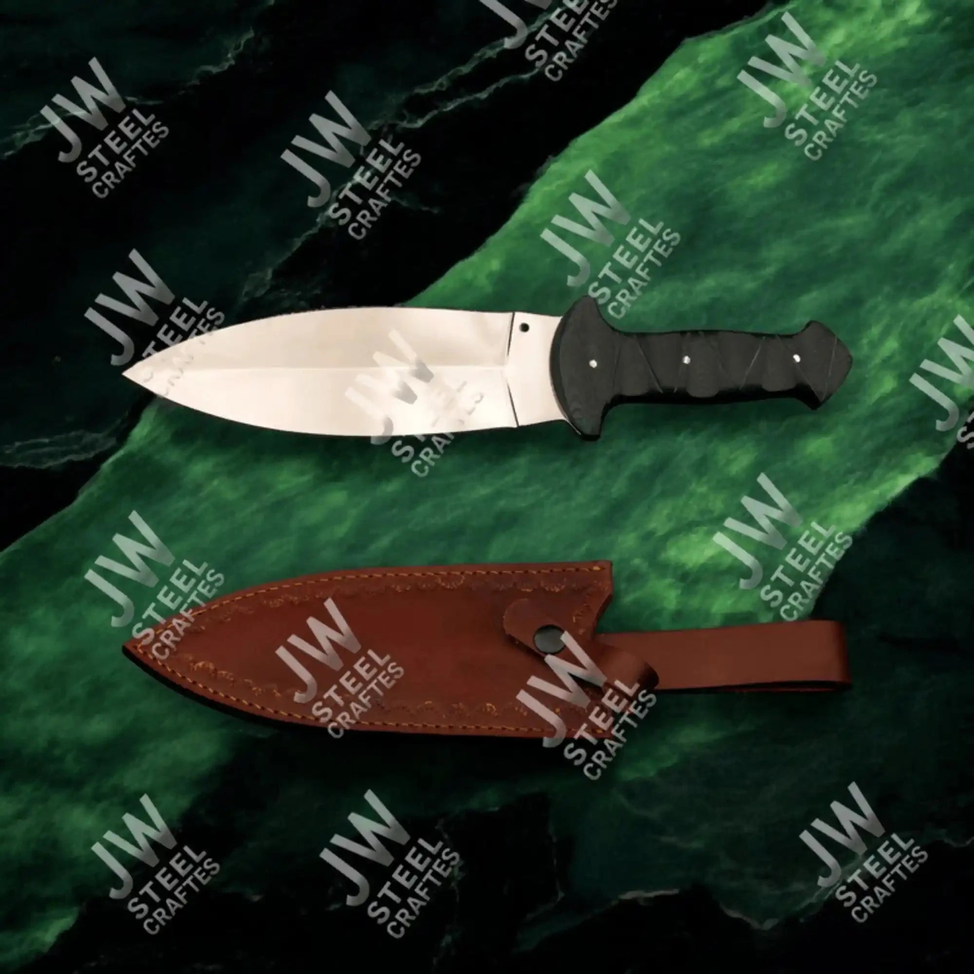Hand-Forged J2 Stainless Steel Outdoor Utility Knife – Micarta Handle, Leather Sheath