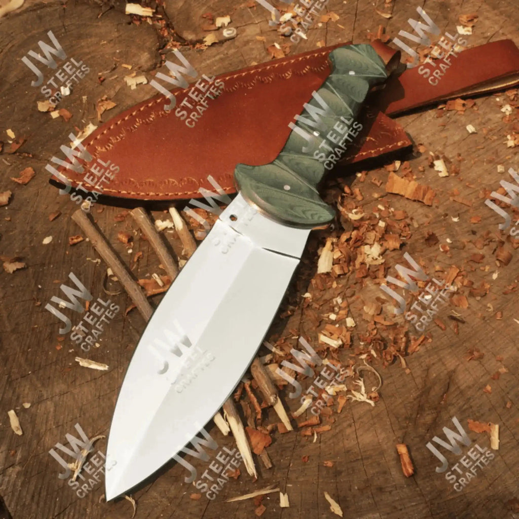 Hand-Forged J2 Stainless Steel Outdoor Utility Knife – Micarta Handle, Leather Sheath