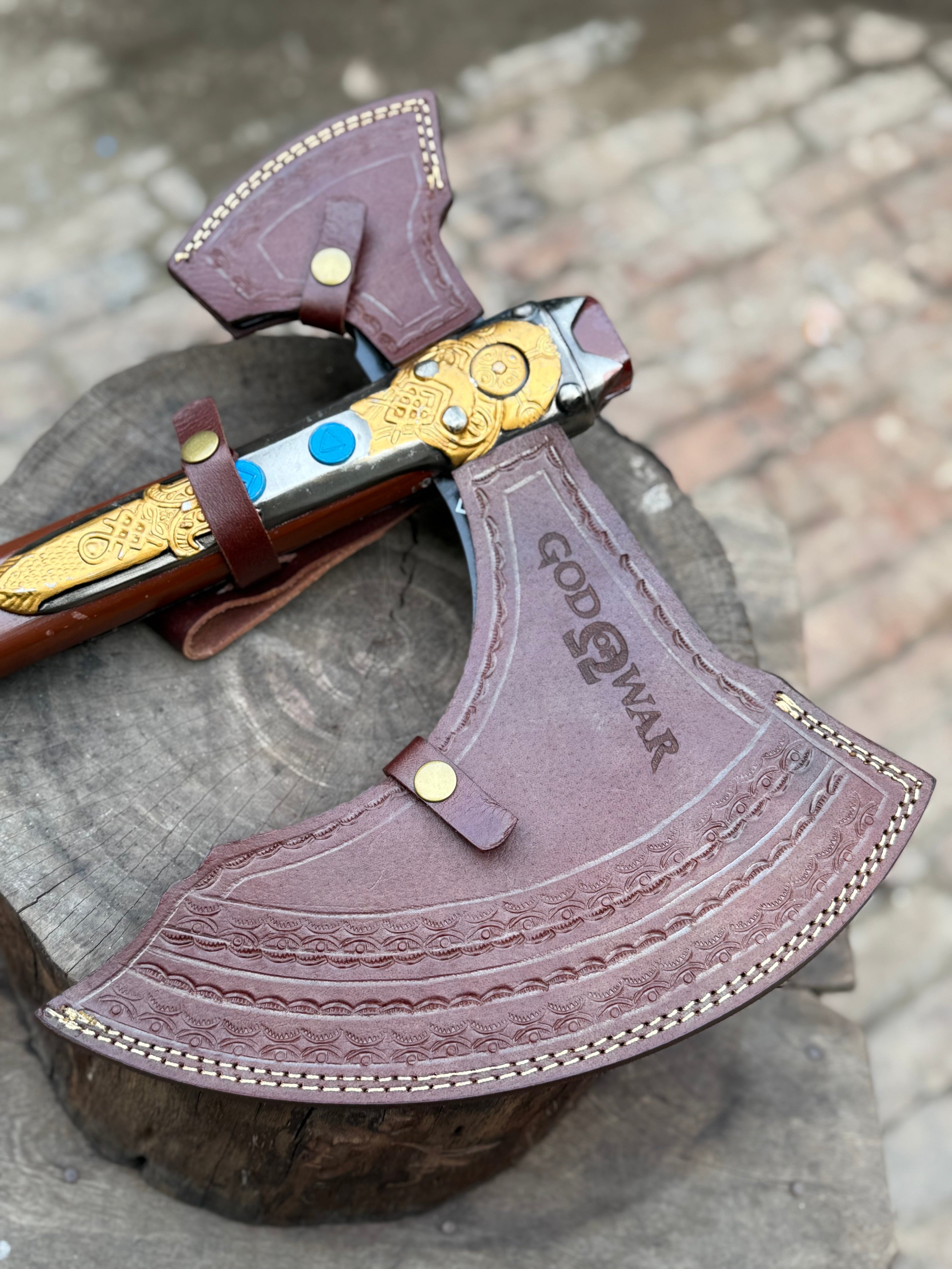 Hand-Forged Viking Double-Bit Fantasy Display Axe with Engraved Head