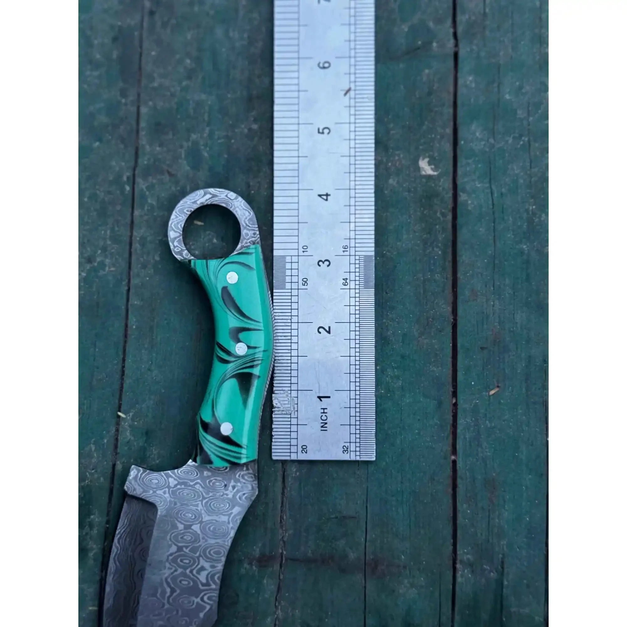 Handcrafted Damascus Steel Ring Handle Outdoor Utility Knife – Resin Grip – JW SteelCrafts