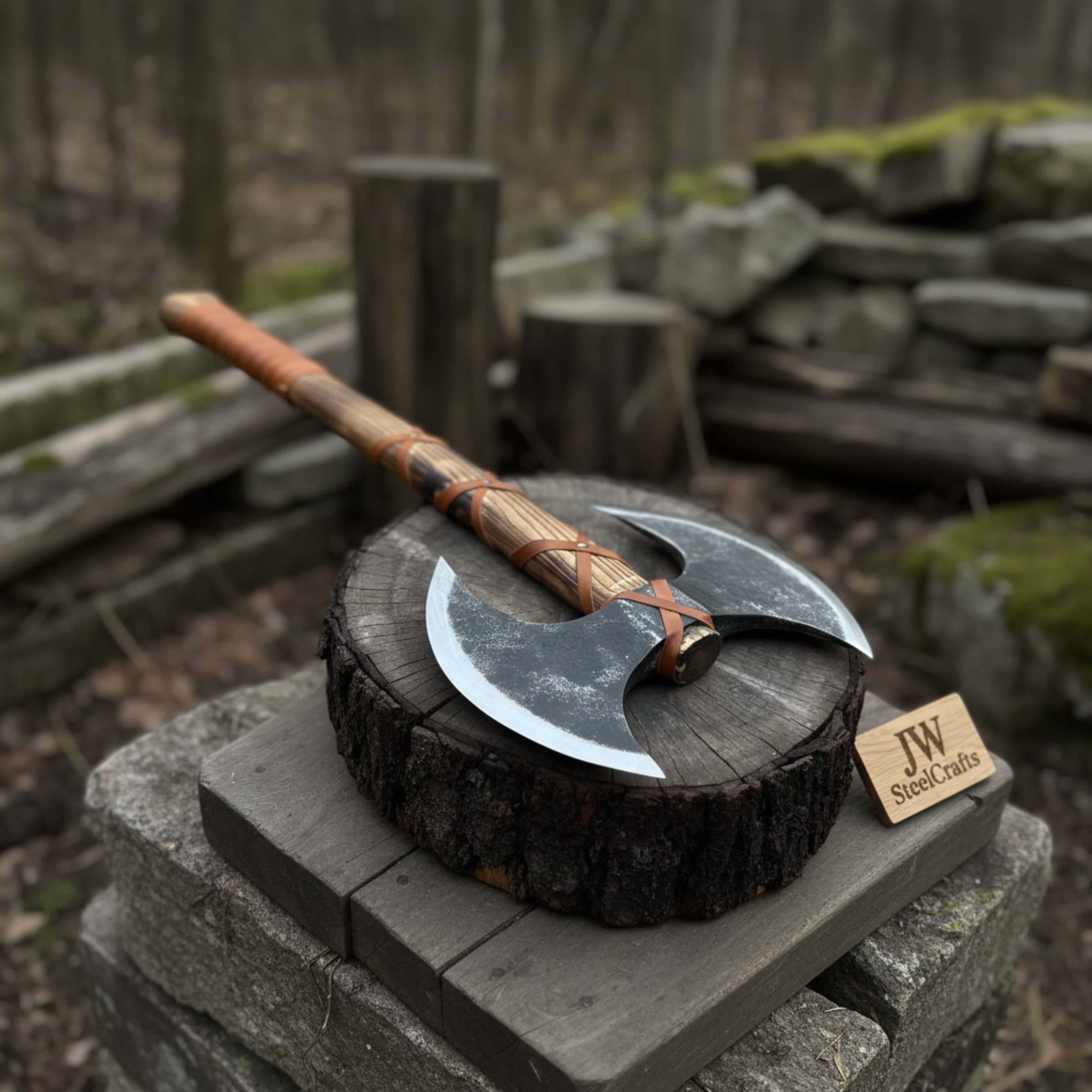 Handcrafted Double-Headed Viking Style Axe – Decorative Collector’s Piece | Two Variations | JW SteelCrafts