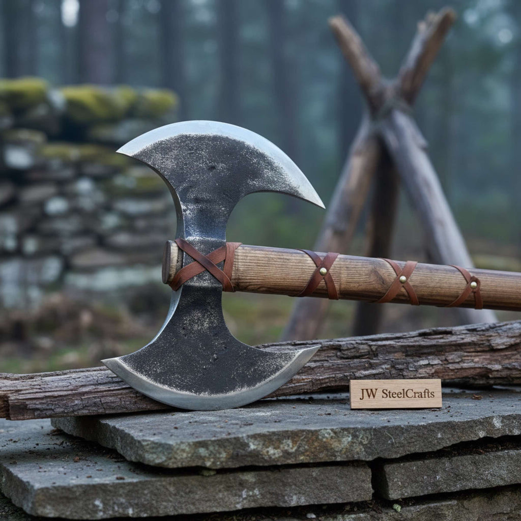 Handcrafted Double-Headed Viking Style Axe – Decorative Collector’s Piece | Two Variations | JW SteelCrafts