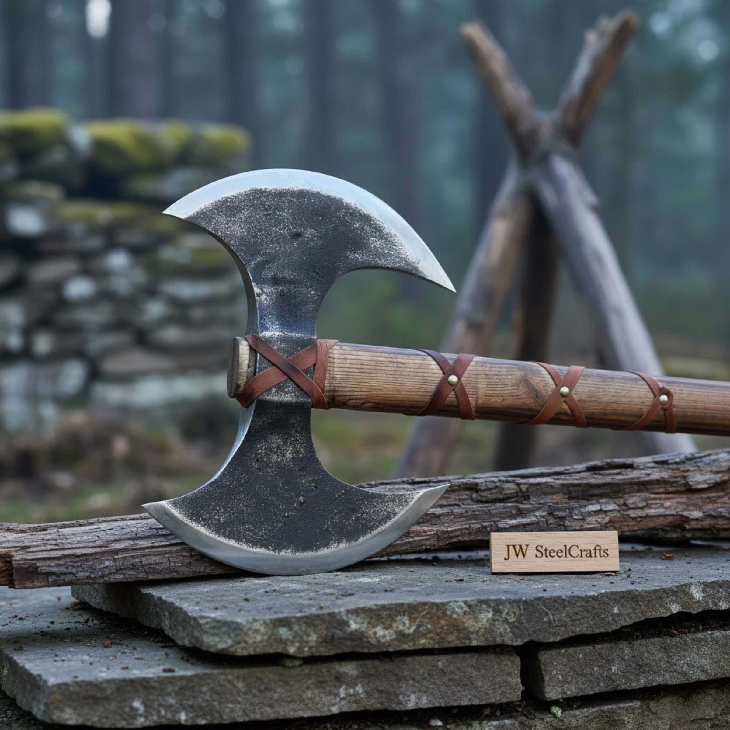 Handcrafted Double-Headed Viking Style Axe – Decorative Collector’s Piece | Two Variations | JW SteelCrafts
