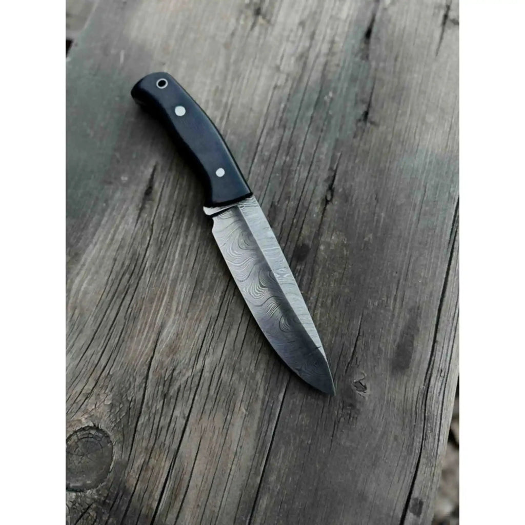 Handcrafted Hunting Knife – Walnut Wood or Black Micarta Handle | Full Tang with Leather Sheath
