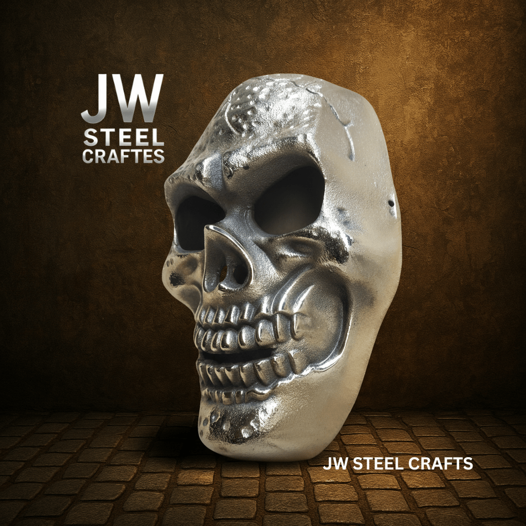 Handcrafted Metallic Skull Mask – Copper, Antique Gold & Chrome Finish Variations