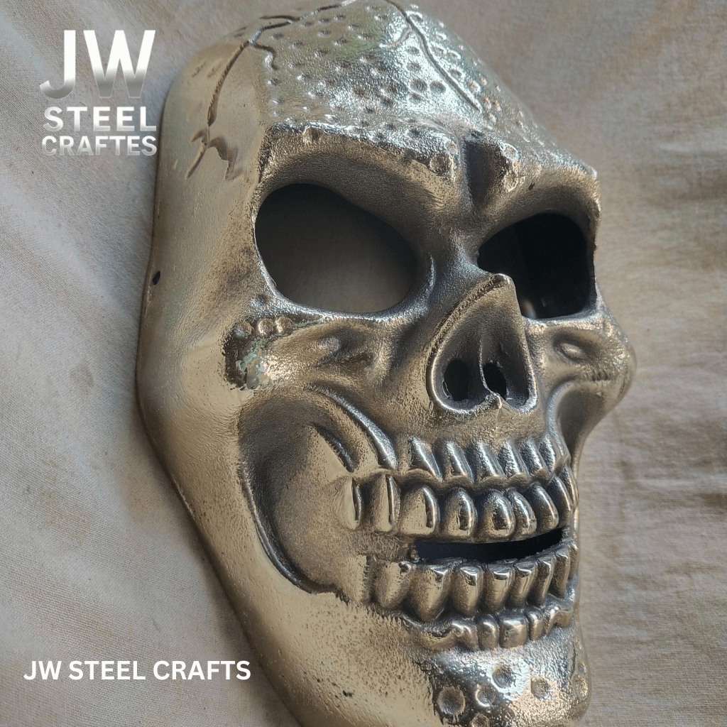 Handcrafted Metallic Skull Mask – Copper, Antique Gold & Chrome Finish Variations