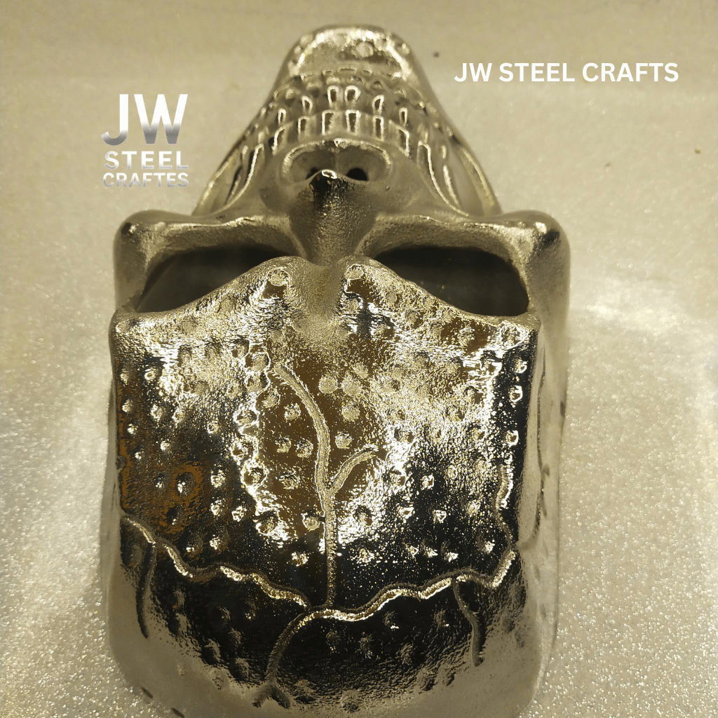 Handcrafted Metallic Skull Mask – Copper, Antique Gold & Chrome Finish Variations