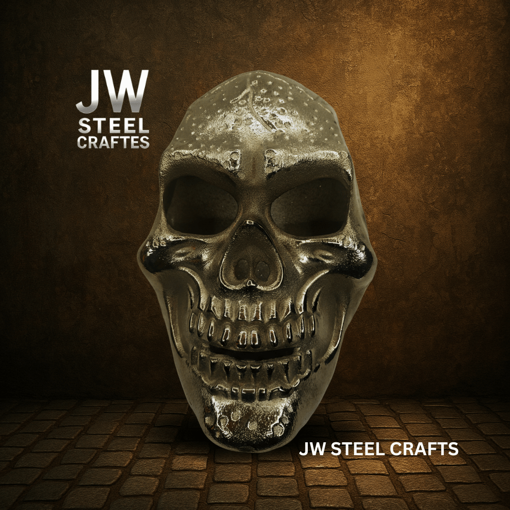 Handcrafted Metallic Skull Mask – Copper, Antique Gold & Chrome Finish Variations