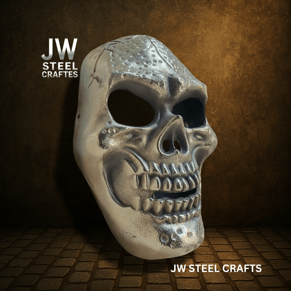 Handcrafted Metallic Skull Mask – Copper, Antique Gold & Chrome Finish Variations
