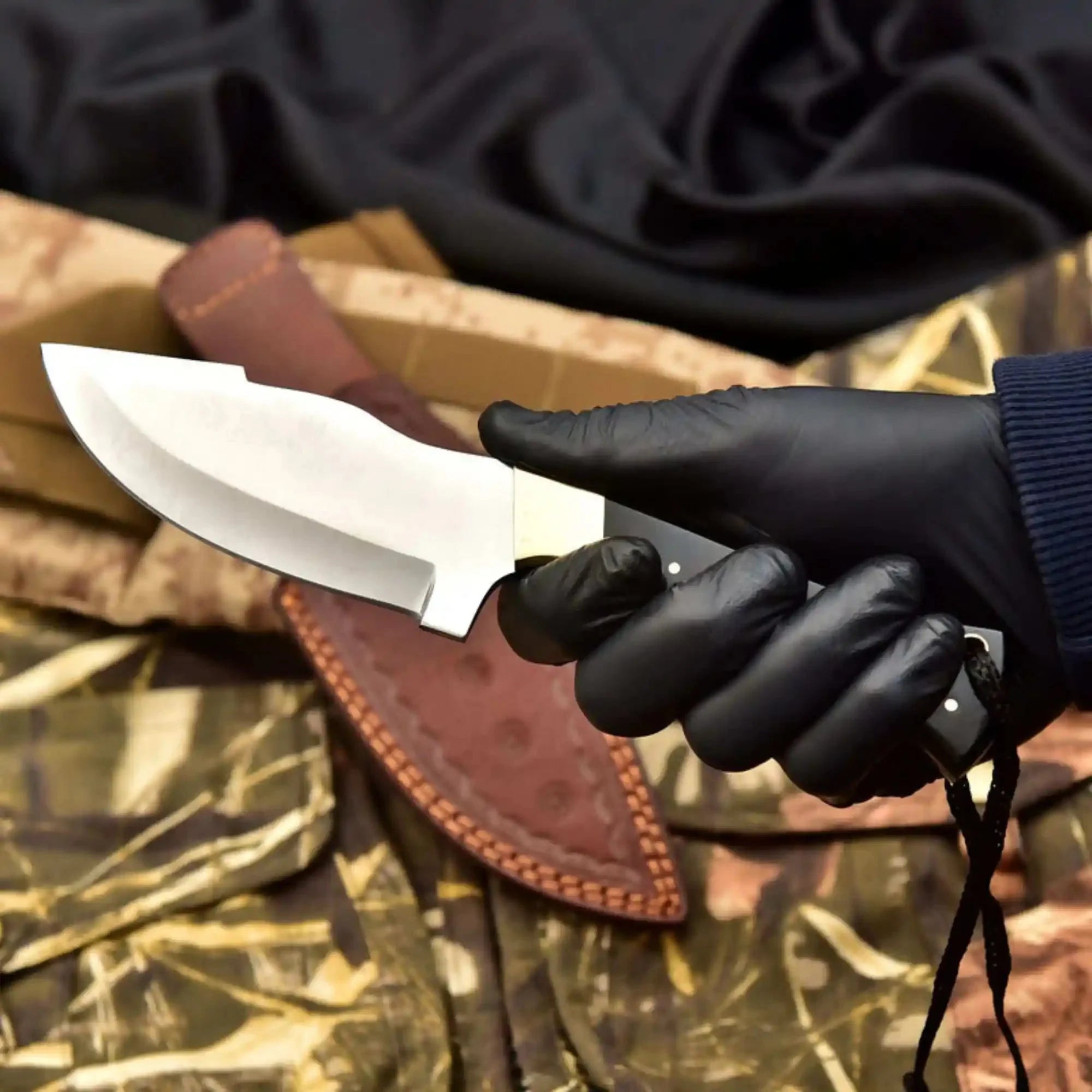 Handcrafted Stainless Steel Outdoor Knife with Black Resin Handle | JW SteelCrafts