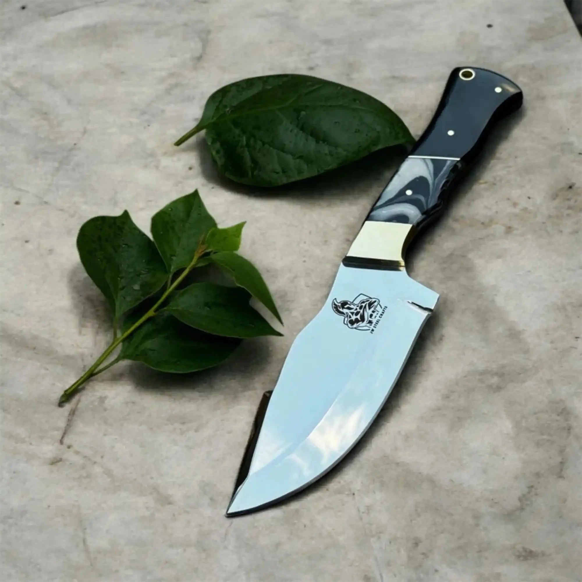 Handcrafted Stainless Steel Outdoor Knife with Black Resin Handle | JW SteelCrafts