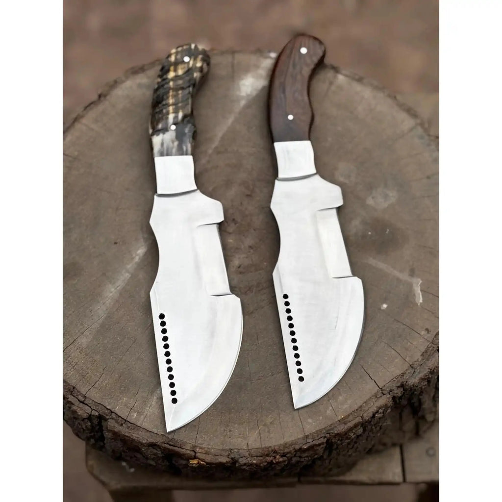 Handmade 10–11 Inch Damascus Tracker Outdoor Utility Knife – Black & White Resin Handle