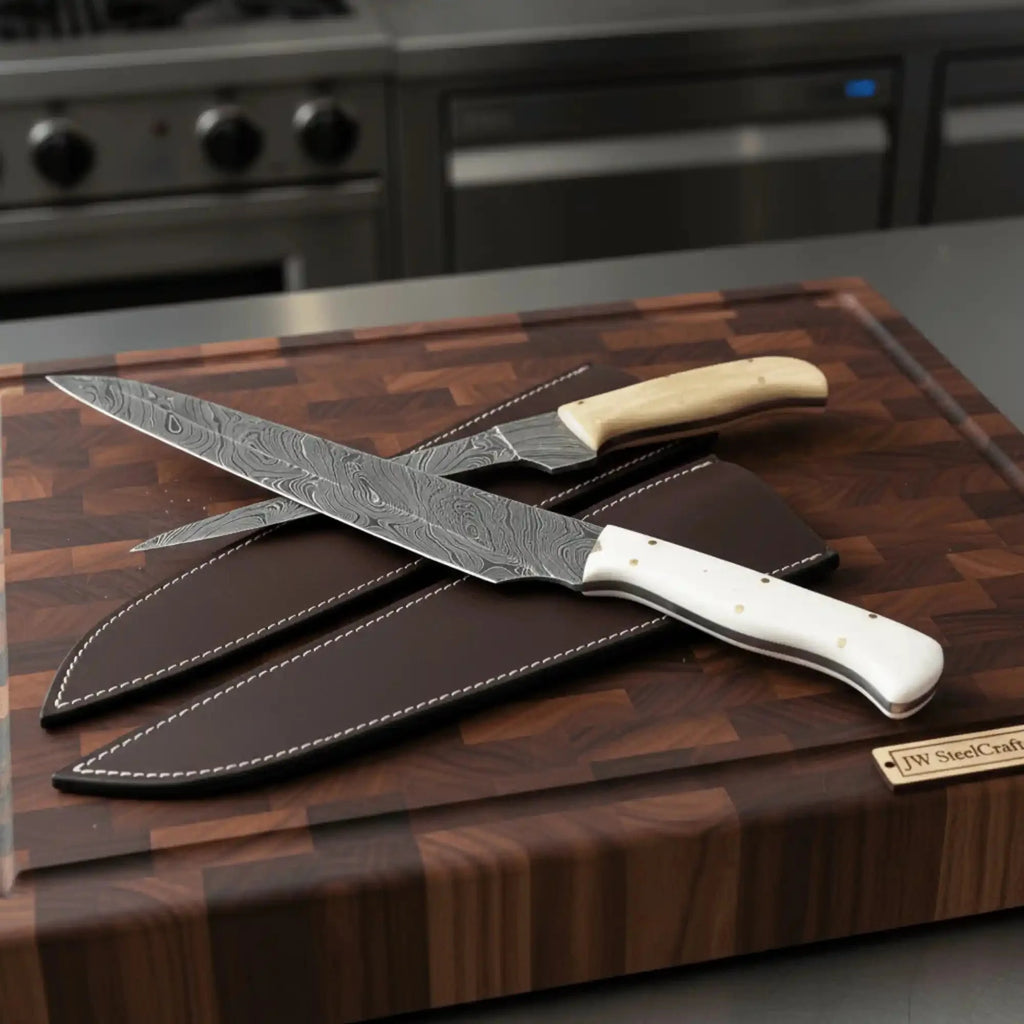 Handmade Chef Knife Damascus Steel blades with Camel bone handle