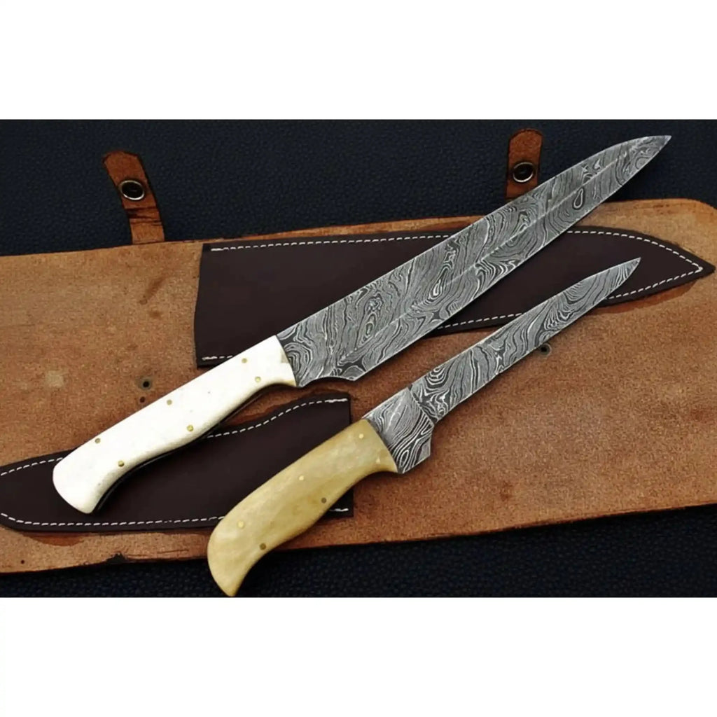Handmade Chef Knife Damascus Steel blades with Camel bone handle