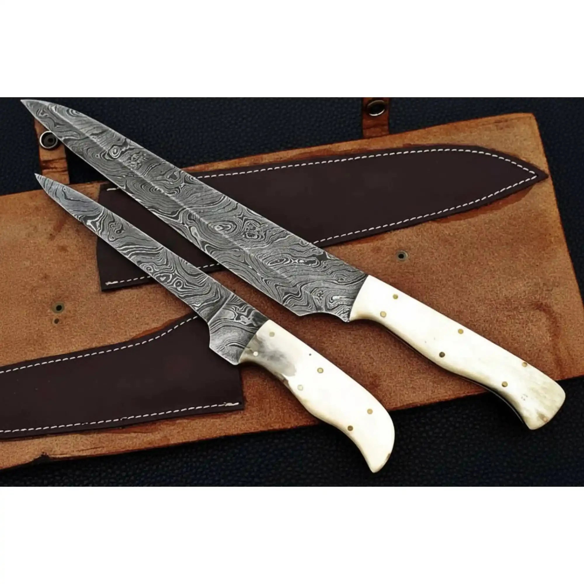 Handmade Chef Knife Damascus Steel blades with Camel bone handle