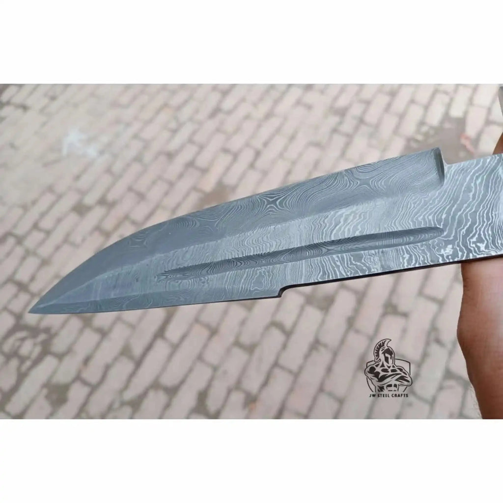 Handmade Coffin Handle Clip Point Bowie Knife Damascus Steel Blade Red Resin Handle Custom Fixed Blade JW SteelCrafts