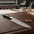 Handmade Damascus Gyuto Knife, Black Resin Handle, Japanese Chef Blade, Forged Damascus Steel Kitchen Knife, JW SteelCrafts