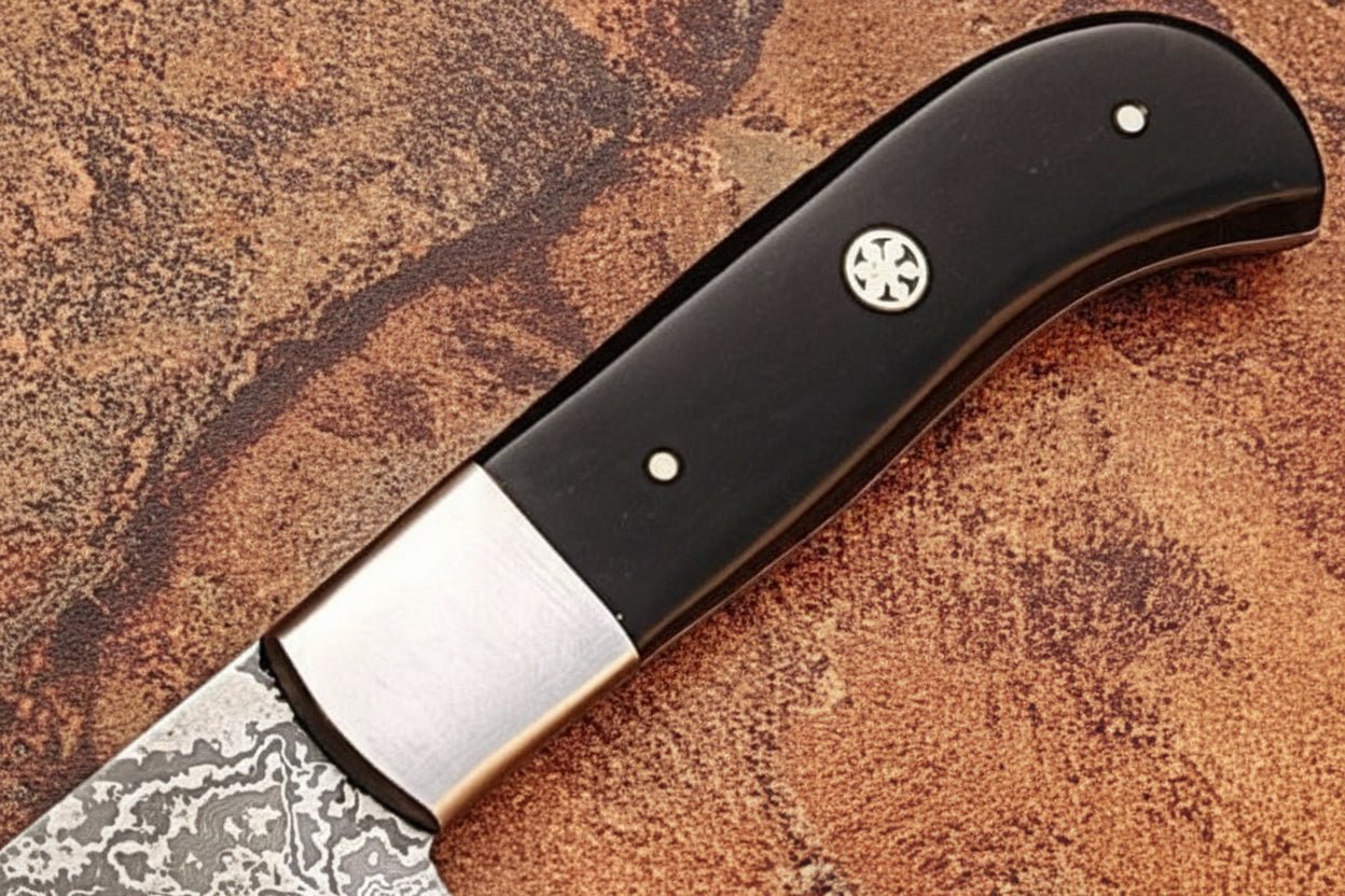 Handmade Damascus Gyuto Knife, Black Resin Handle, Japanese Chef Blade, Forged Damascus Steel Kitchen Knife, JW SteelCrafts