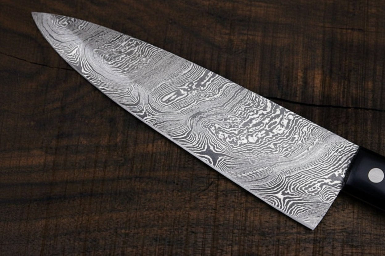 Handmade Damascus Gyuto Knife, Black Resin Handle Japanese Chef Knife, Forged Damascus Steel Kitchen Knife, Professional Gyuto, JW SteelCrafts