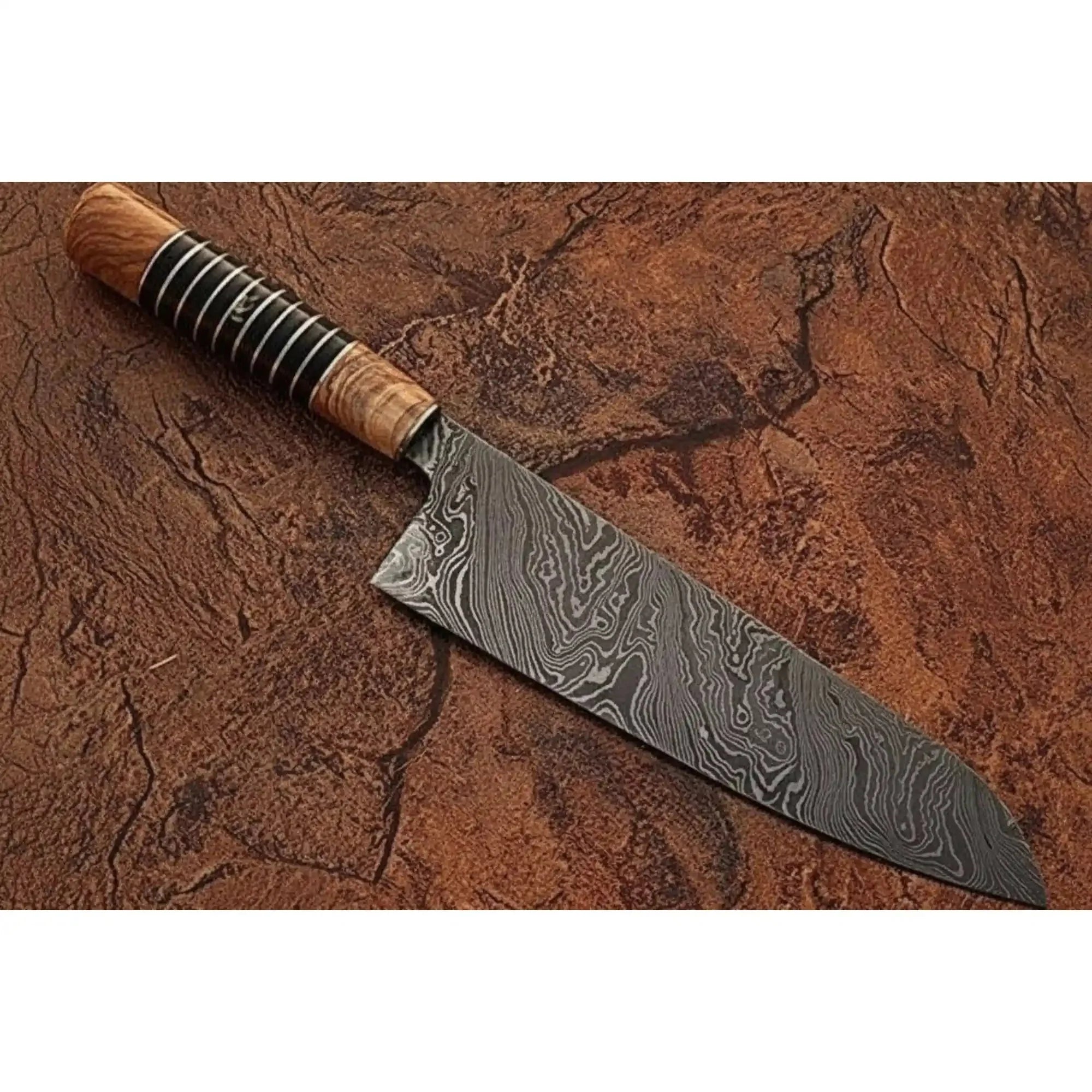 Handmade Damascus Kiritsuke Gyuto Knife, Japanese Kiritsuke Chef Knife, Forged Damascus Steel Kitchen Knife, Hybrid Wood