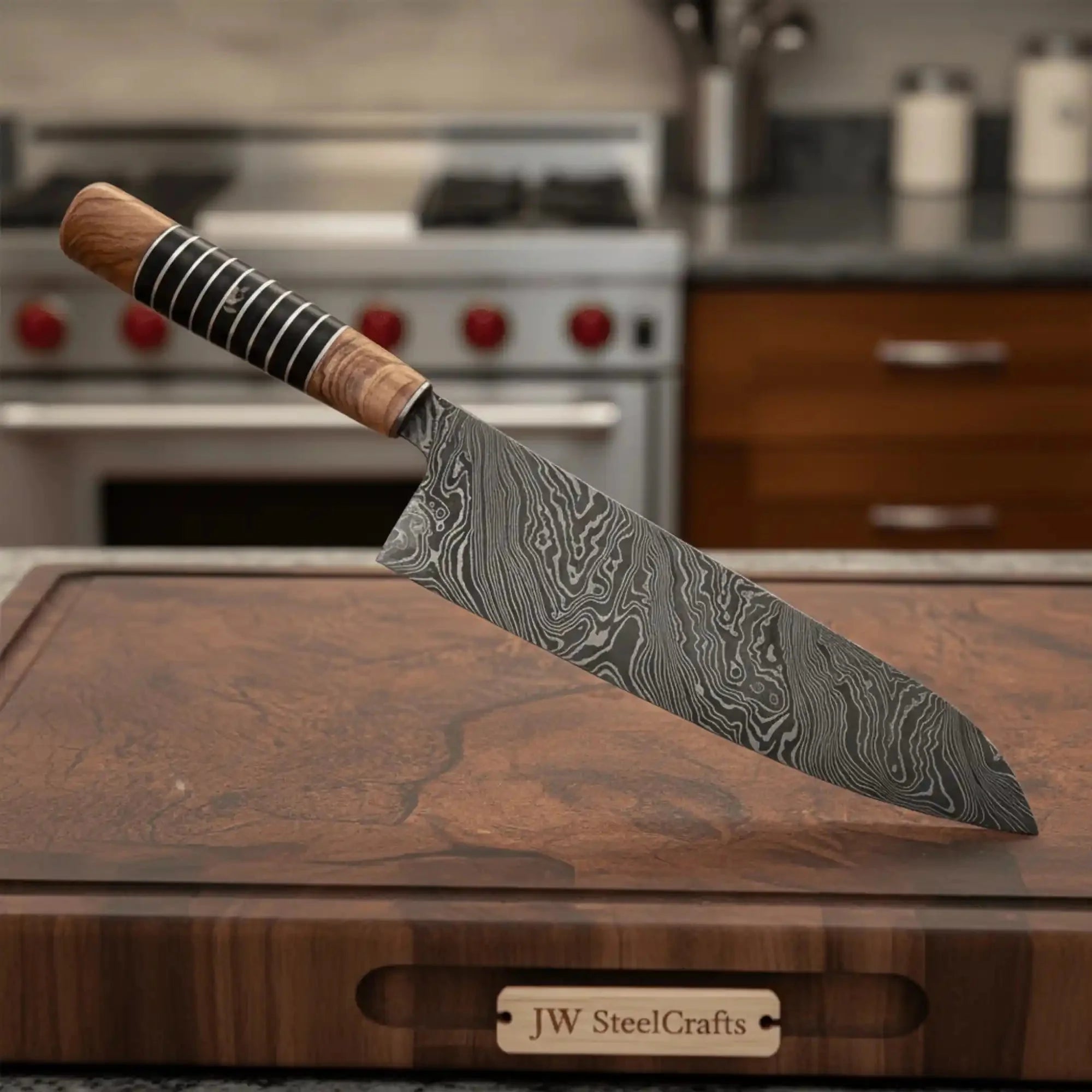 Handmade Damascus Kiritsuke Gyuto Knife, Japanese Kiritsuke Chef Knife, Forged Damascus Steel Kitchen Knife, Hybrid Wood