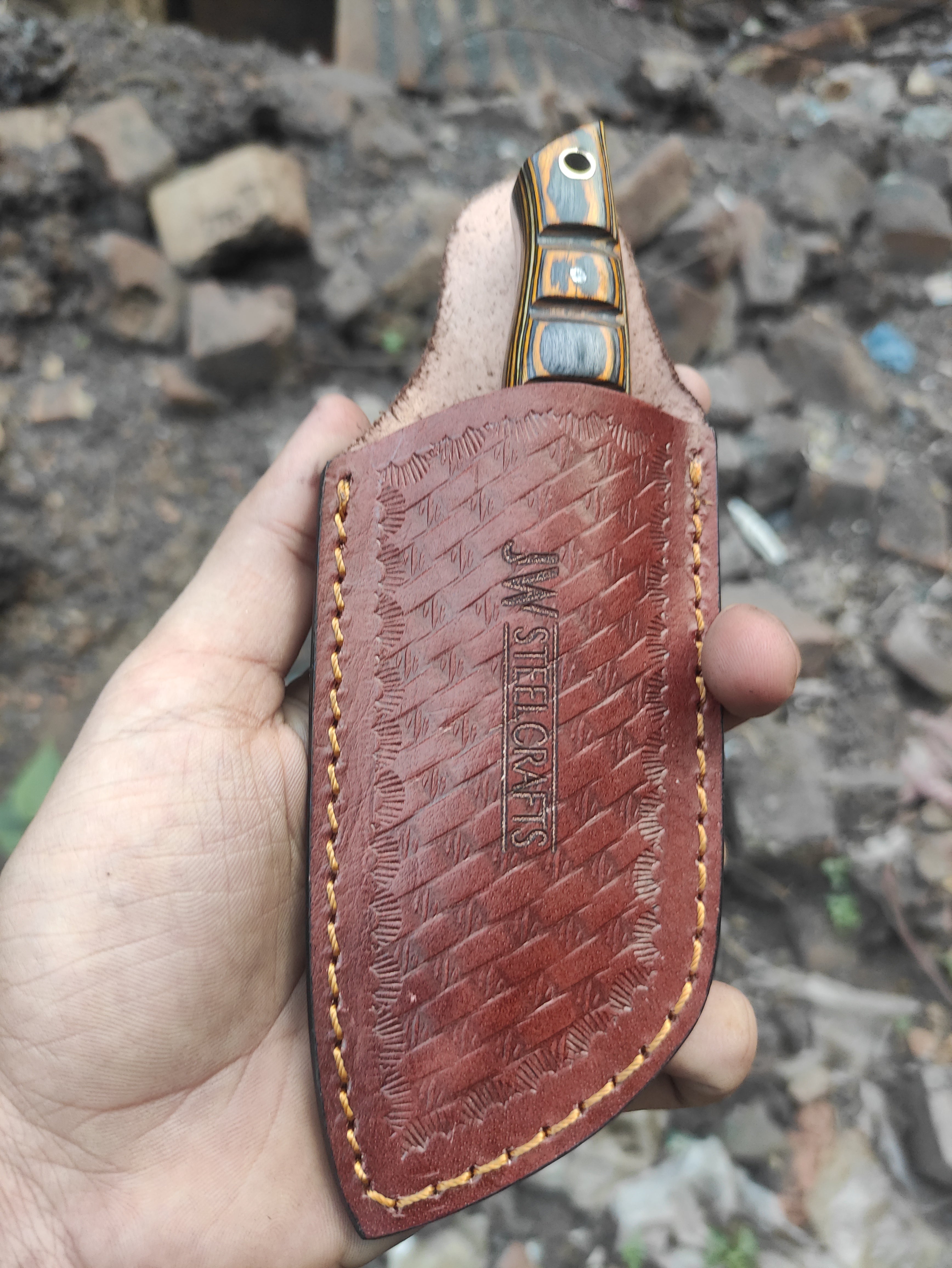 Handmade Damascus Mini EDC Knife — Everyday Carry Survival Tool