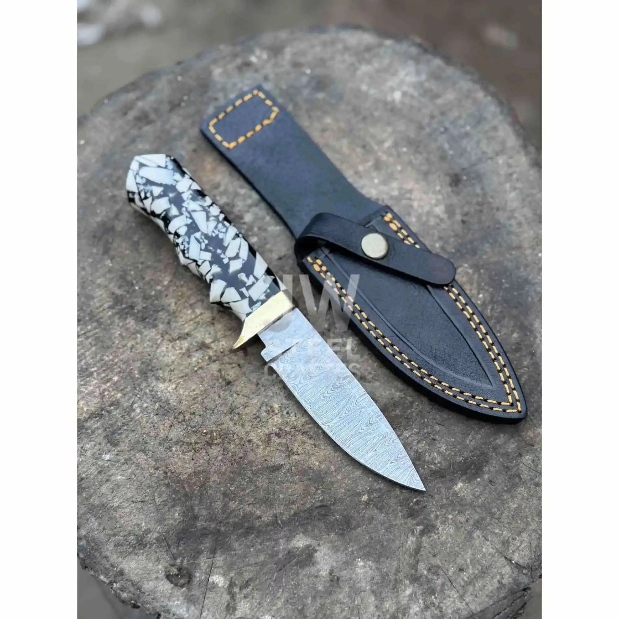 Handmade Damascus Outdoor Utility Knife – Multiple Handle Options