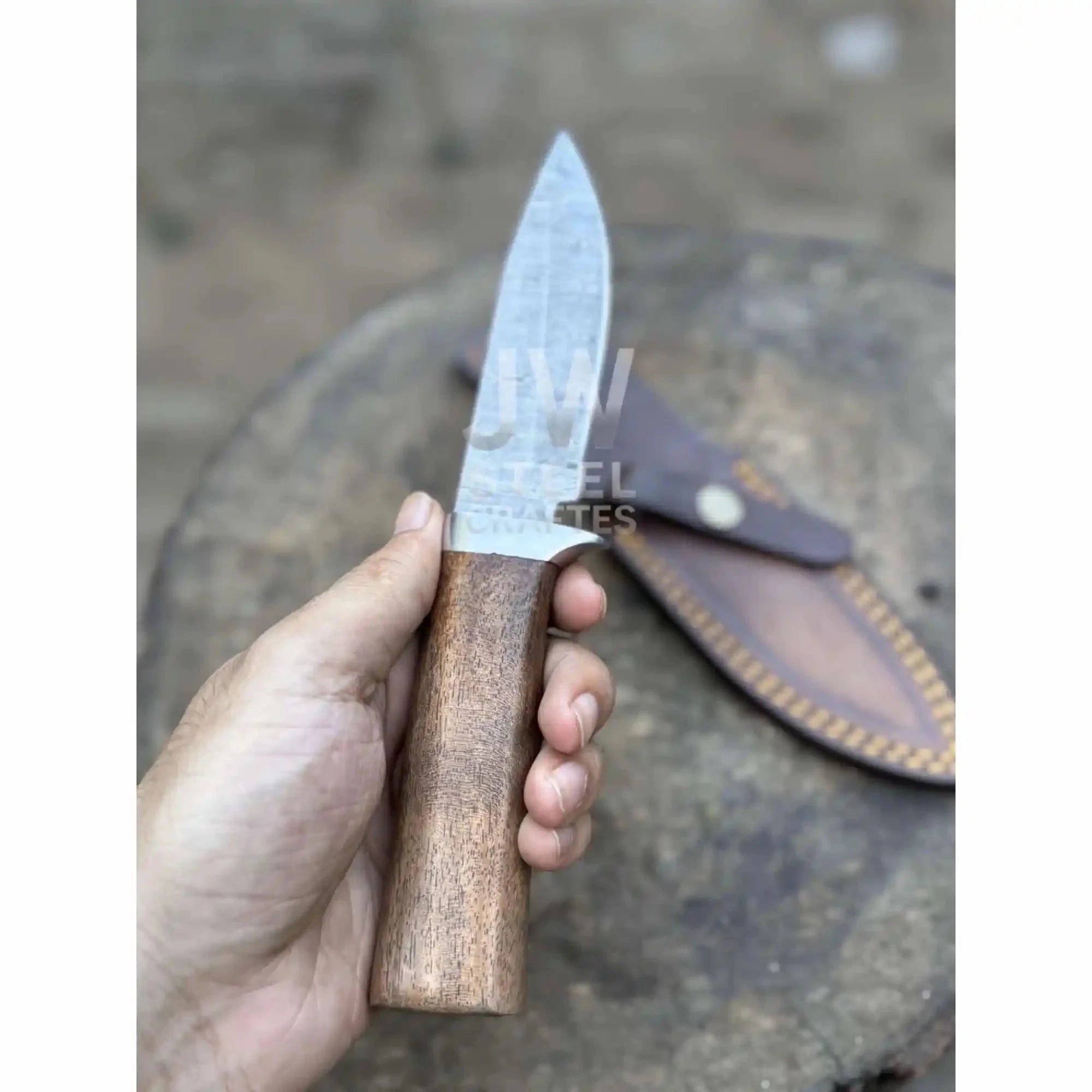 Handmade Damascus Outdoor Utility Knife – Multiple Handle Options