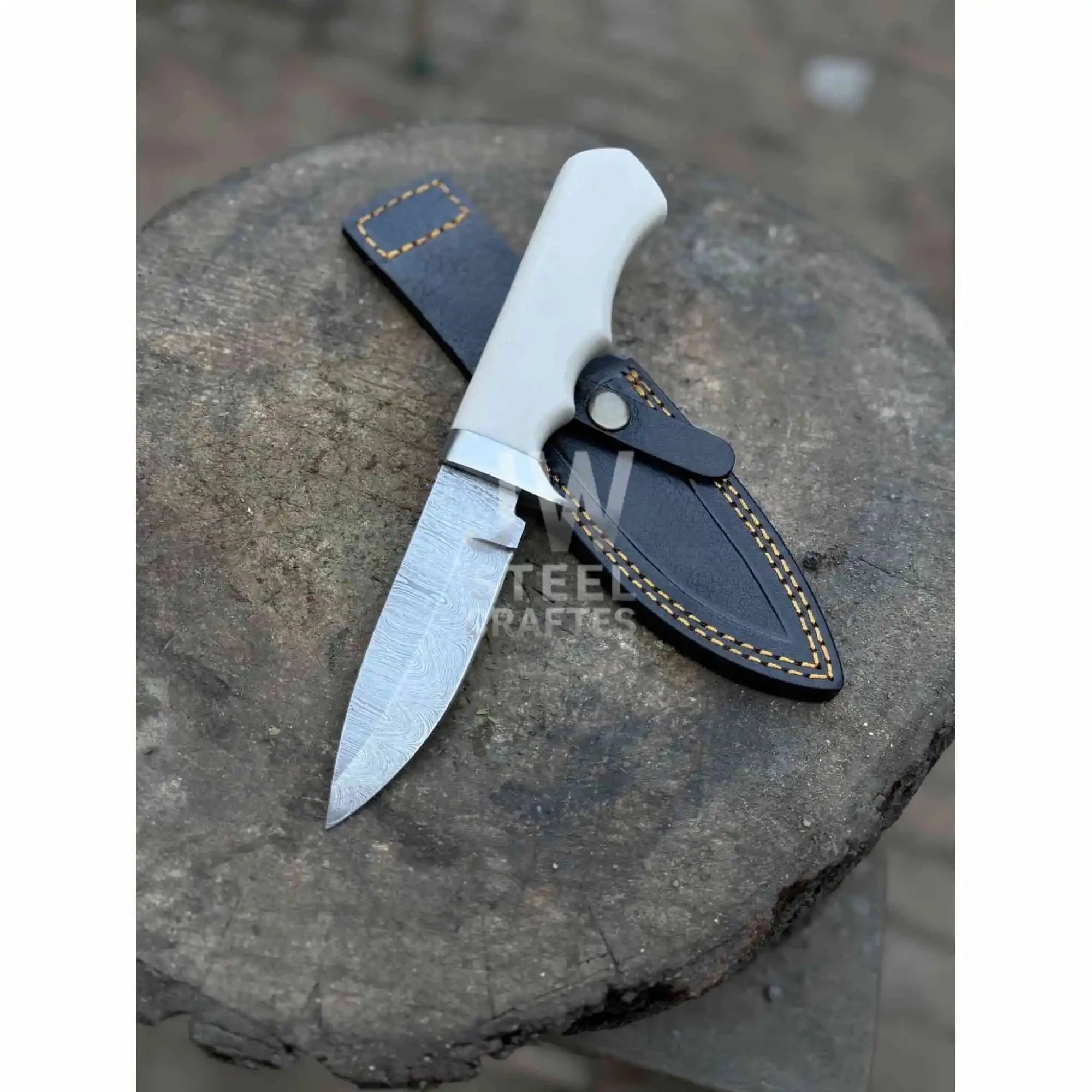 Handmade Damascus Outdoor Utility Knife – Multiple Handle Options