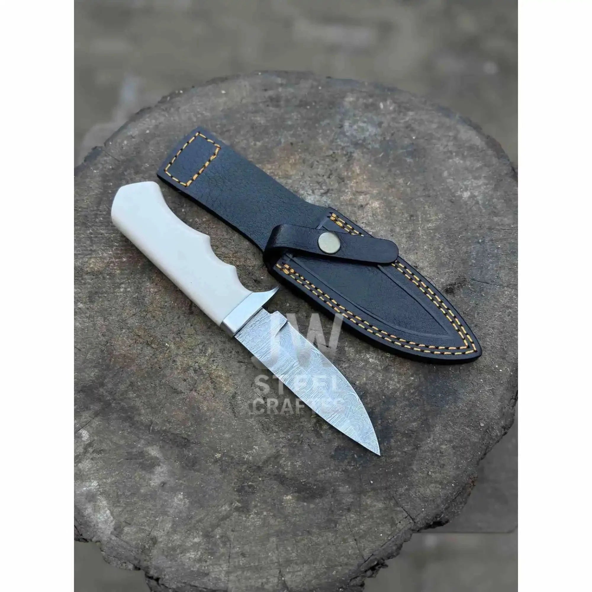 Handmade Damascus Outdoor Utility Knife – Multiple Handle Options