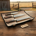 Handmade Damascus Steel Chef Knife Set, 3 Piece Professional Kitchen Knife Set with Pakka Wood Handles and Leather Roll, Chef, Slicing and Utility Cooking Knives JW SteelCrafts