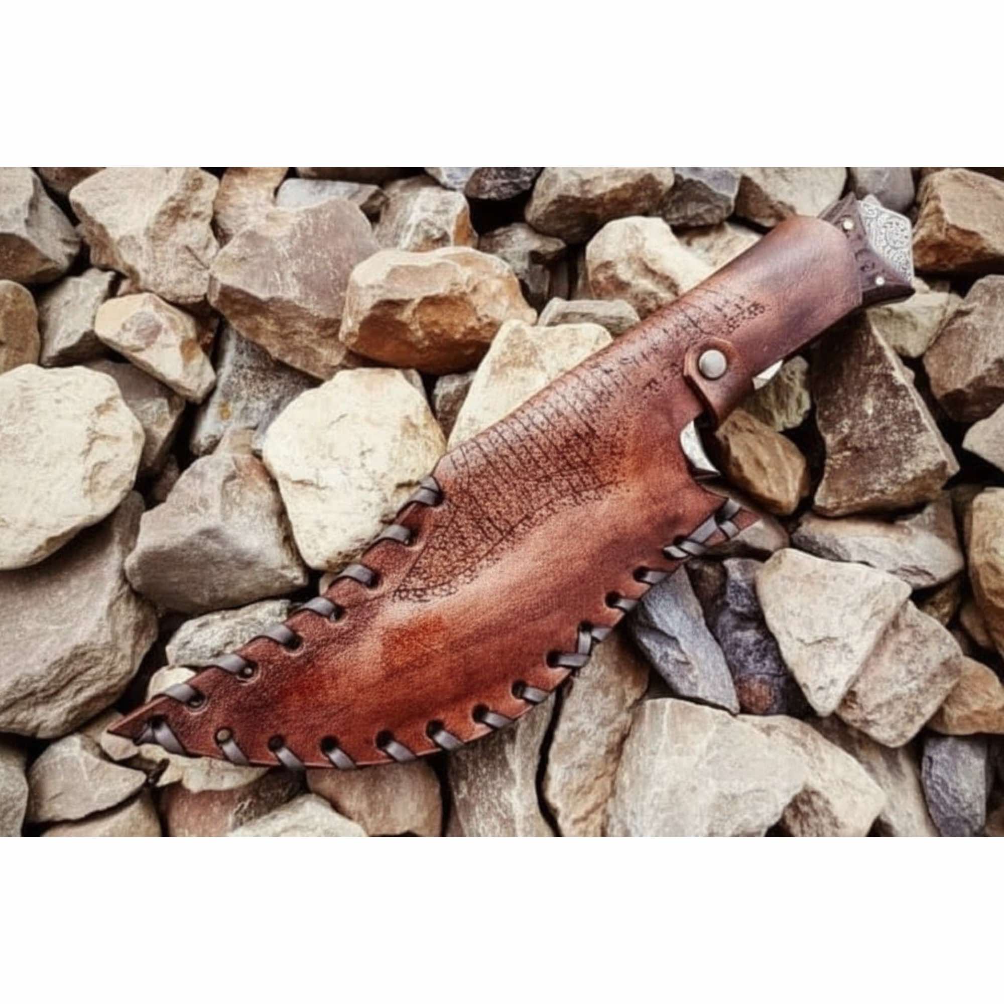 Handmade Persian Recurve Bowie Knife Engraved D2 Steel Custom Handle