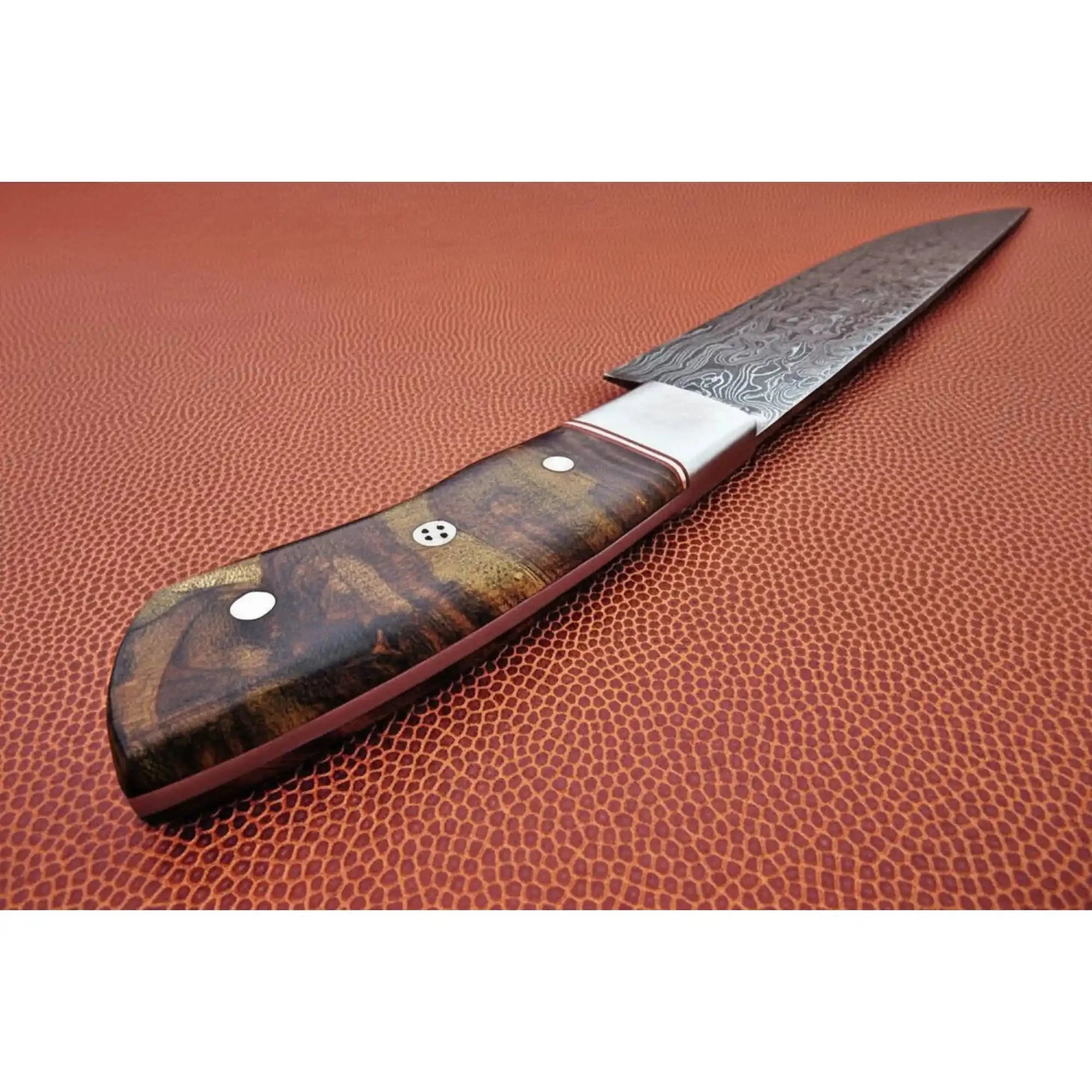 Handmade Raindrop Damascus Chef Knife 9 Inch Blade, Full Tang Forged Kitchen Knife with Stabilized Wood Handle, Professional Meat Cutting and Cooking Knife JW SteelCrafts