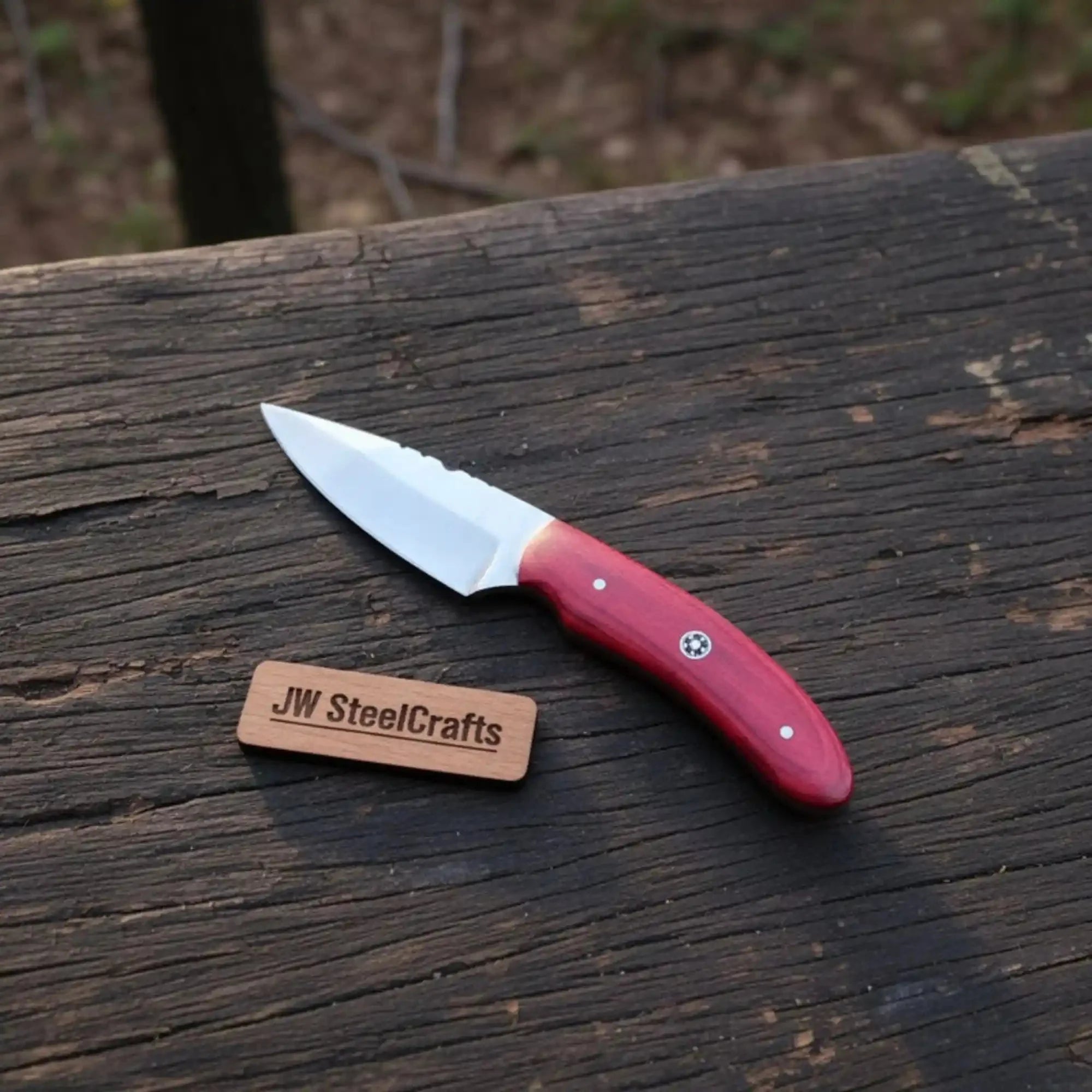 Handmade Skinner Knife Red Wood Handle Fixed Blade