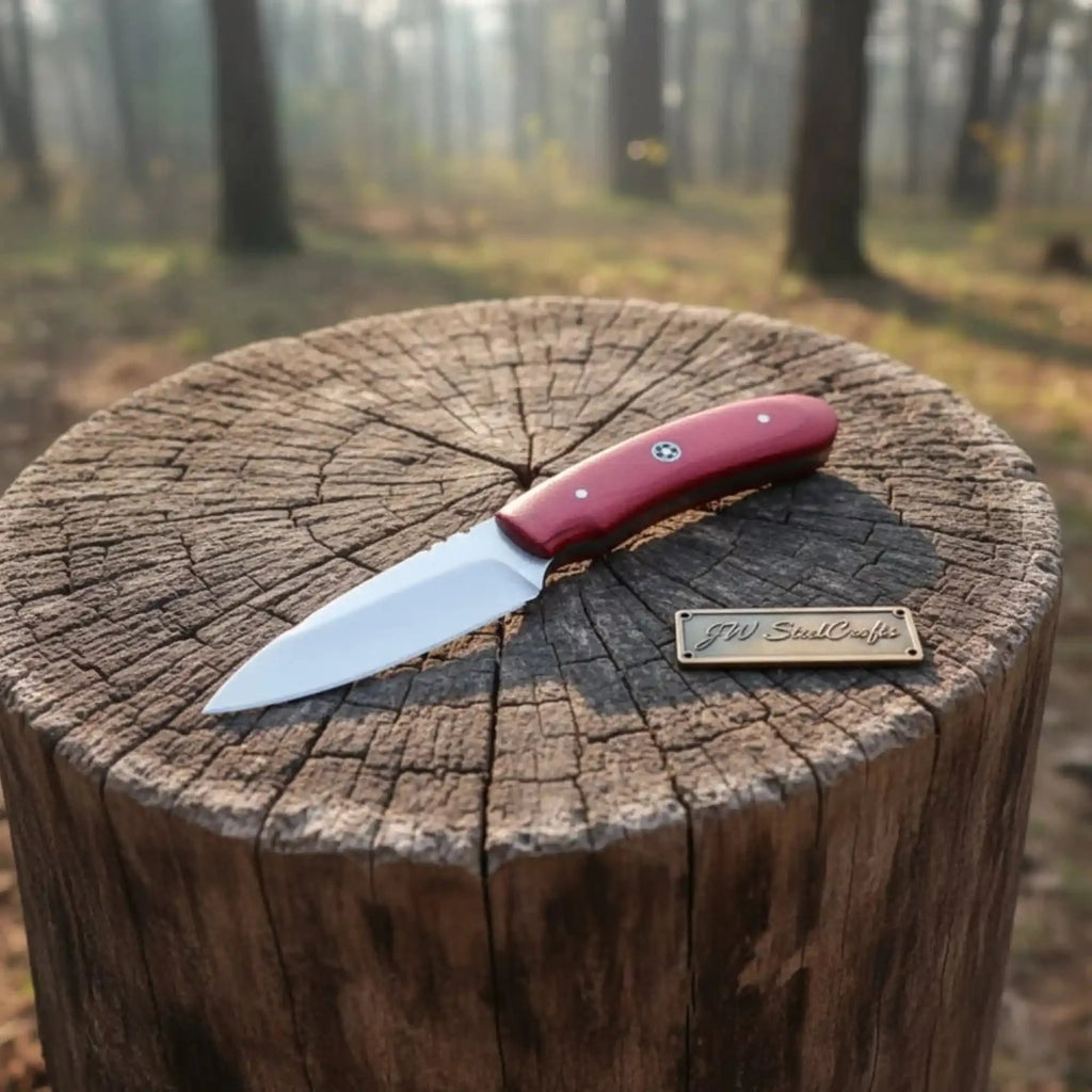 Handmade Skinner Knife Red Wood Handle Fixed Blade