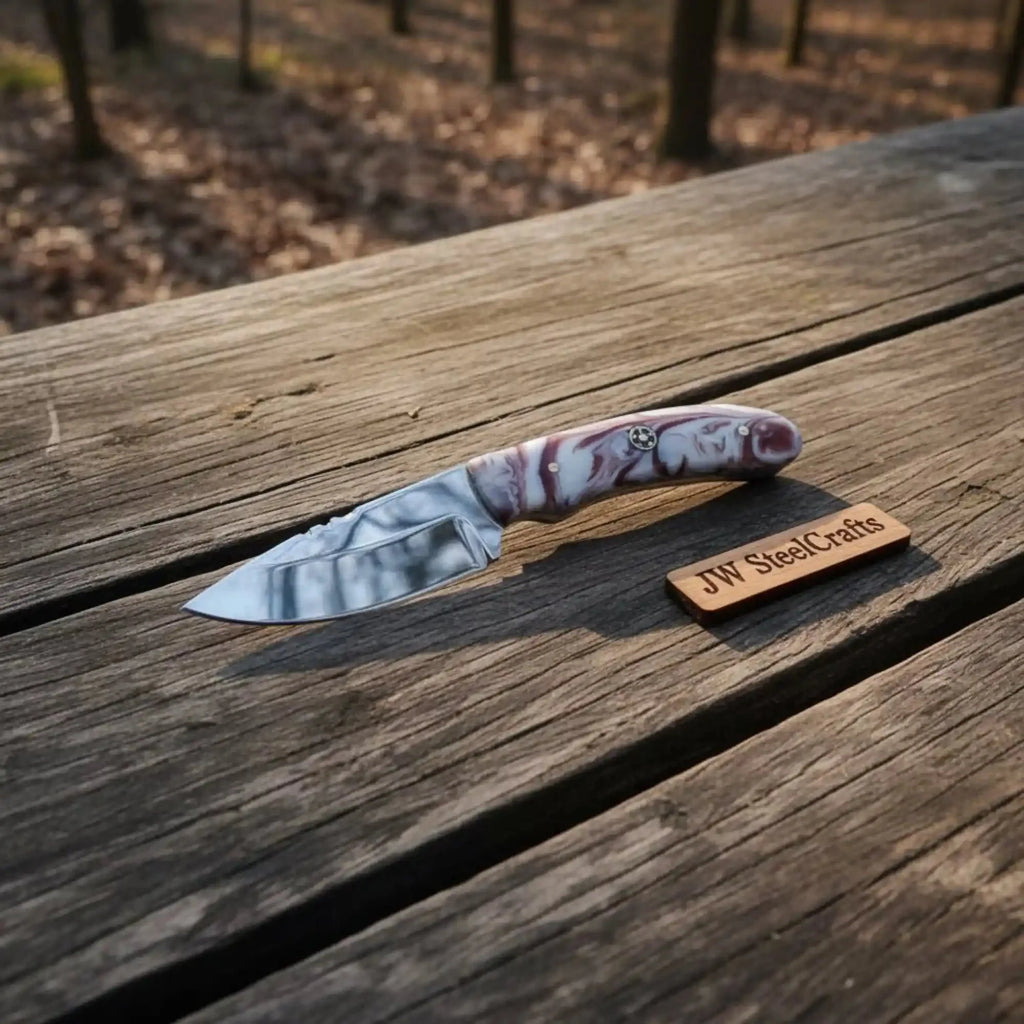 Handmade Skinner Knife Resin Handle 6 Inch Overall Fixed Blade Hunting Knife