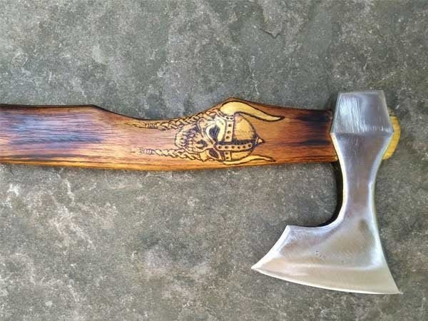 Handmade Viking Bearded Axe – Stainless Steel Head with Engraved Hardwood Handle | JW SteelCrafts